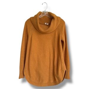 Anthropologie Moth Mustard Yellow Cowl Neck Pullover Sweater Size Small